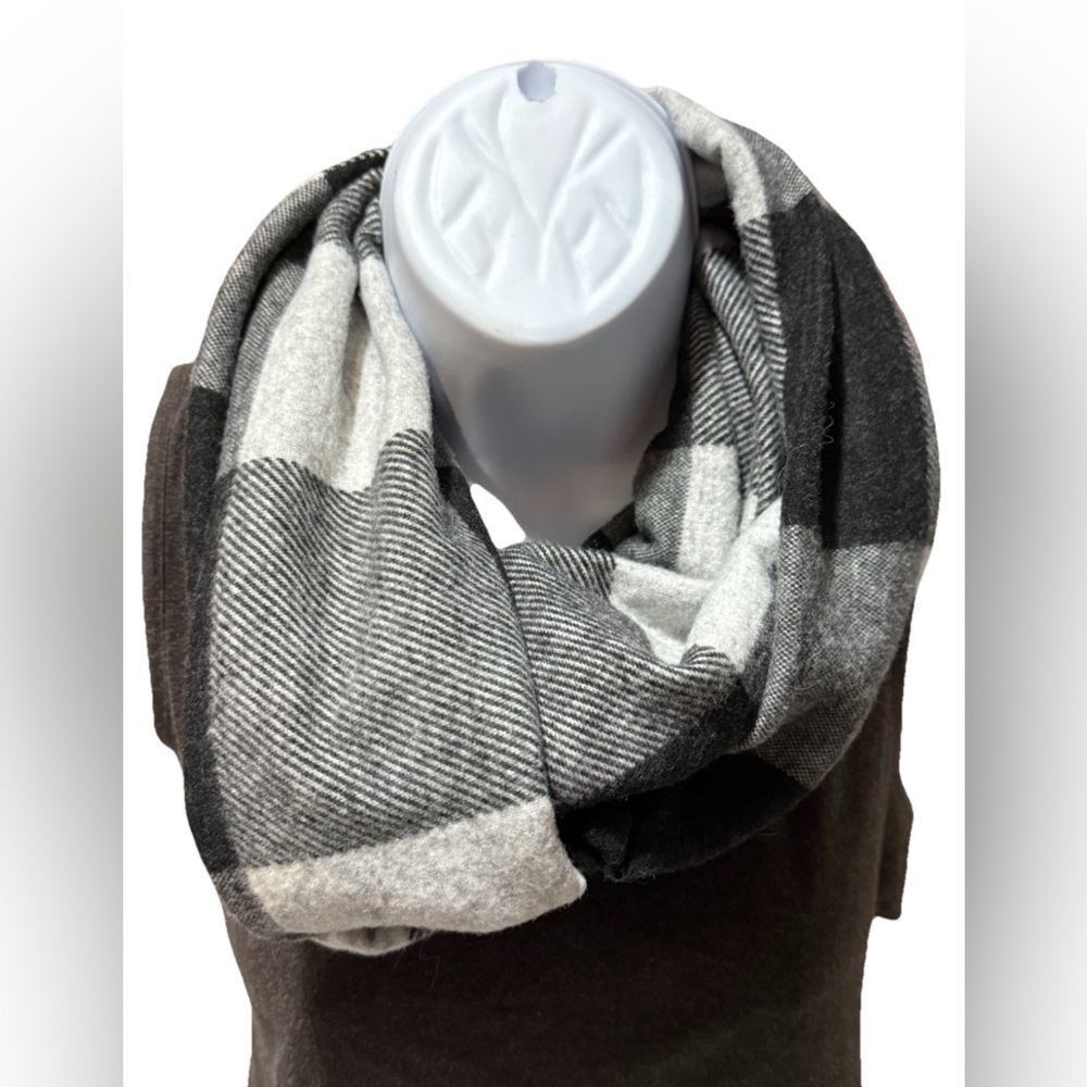 Black and Gray Plaid Scarf